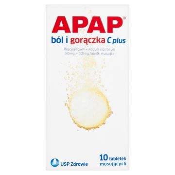APAP ból i gorączka C plus, 500 mg+300 mg, tabletki musujące, 10 szt.