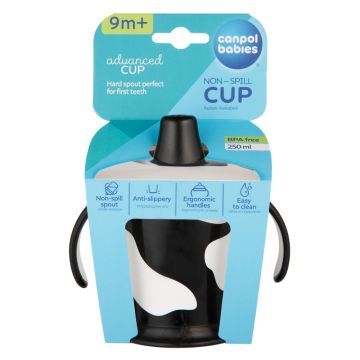 Canpol Babies, kubek niekapek "Krówka", twardy ustnik, 250 ml, 1 szt.