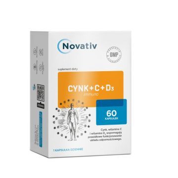 Novativ Cynk+C+D3 immuno, kapsułki, 60 sztuk