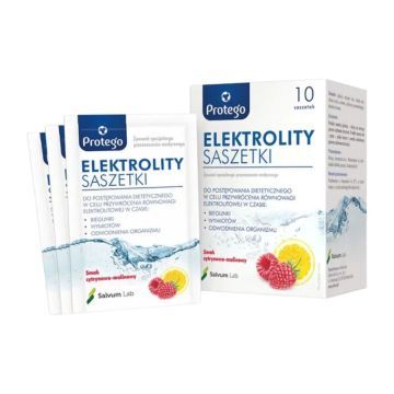 Protego Elektrolity, proszek do sporządzania doustnego płynu nawadniającego, 4,4g, 10 sasz.
