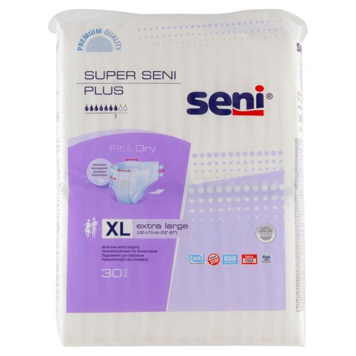 Super Seni Plus, pieluchomajtki dla dorosłych, rozmiar XL, 30 szt. main product photo