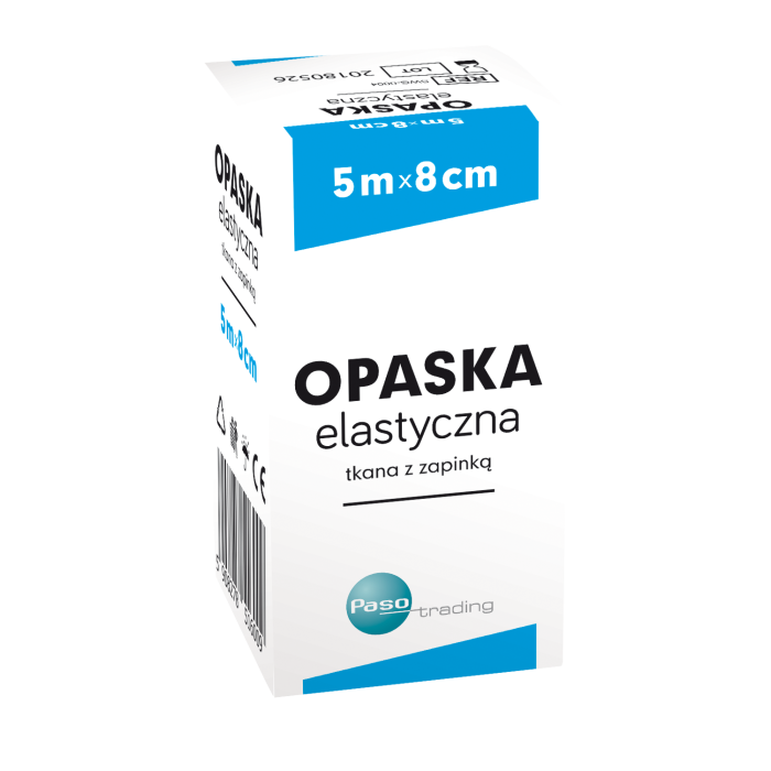Opaska elastyczna, tkana, z zapinką, 5 m x 8 cm, 1 szt. (Paso) main product photo