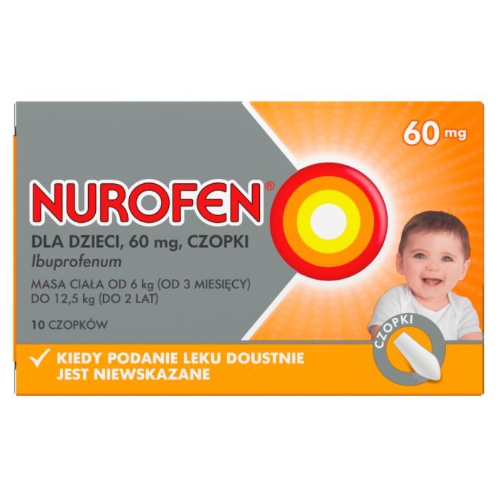 Nurofen dla dzieci, 60 mg, czopki, 10 szt. main product photo