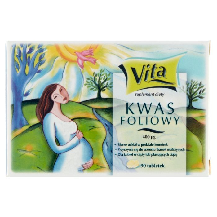 Kwas foliowy, 400 µg, tabletki, (Aflofarm), 90 szt. main product photo