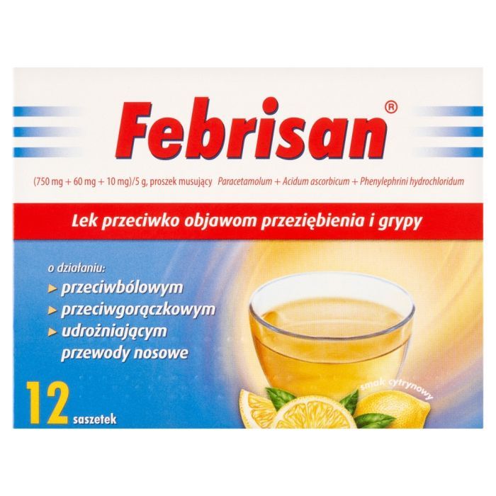 Febrisan, proszek musujący o smaku cytrynowym, 5 g, saszetki, 12 szt. main product photo