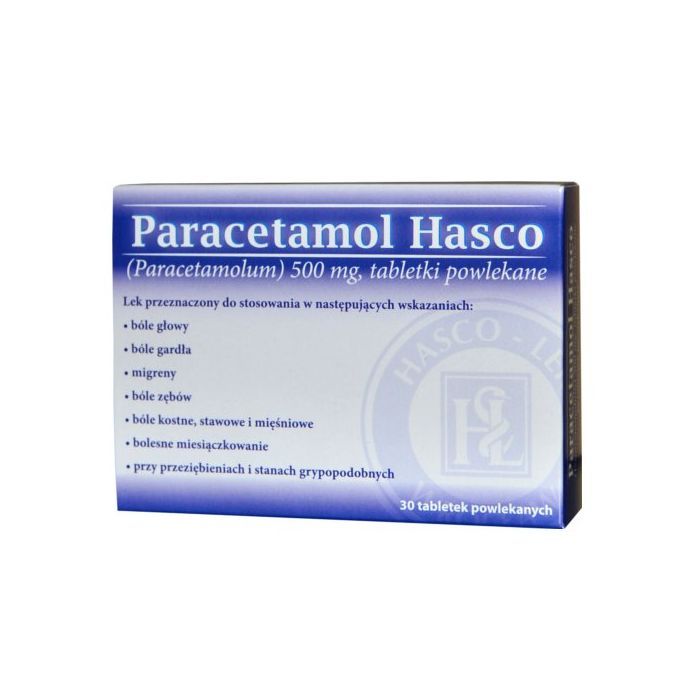 Paracetamol Hasco, 500 mg, tabletki powlekane, 30 szt. main product photo