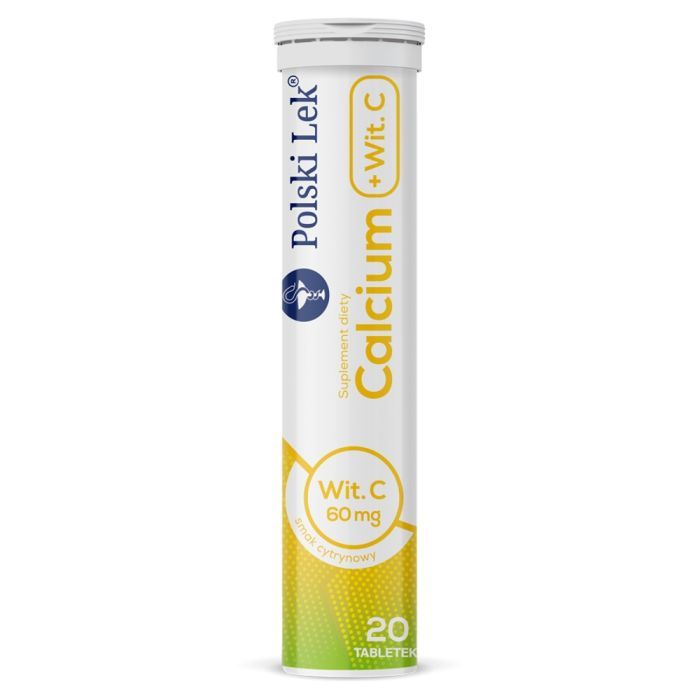 Calcium + witamina C, tabletki musujące o smaku cytrynowym, 20 szt. main product photo