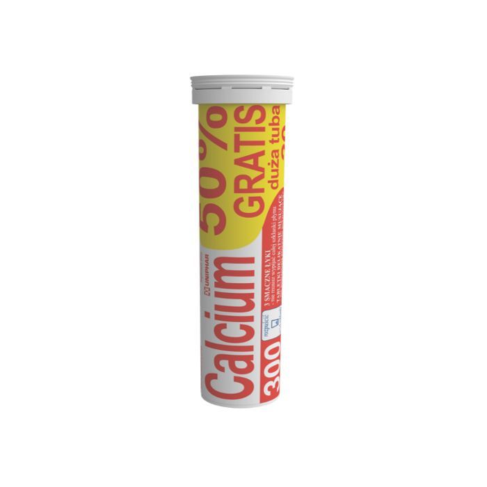Calcium 300 Uni-Phar, tabletki musujące, pomarańcza, 20 szt. (10 szt.+10 szt.) main product photo