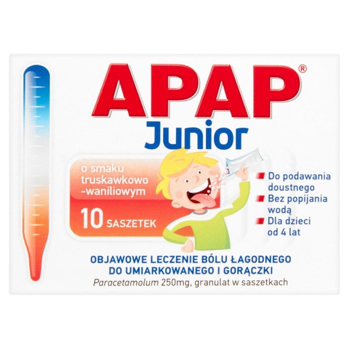 Apap Junior, 250 mg, granulat, 10 saszetek main product photo