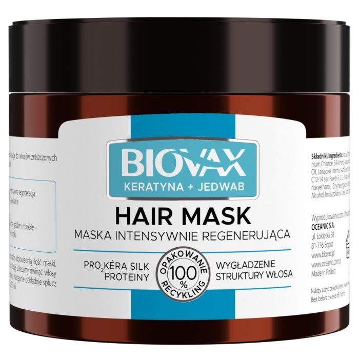 Biovax Keratyna+Jedwab, maska do włosów przesuszonych, puszących się, 250 ml main product photo
