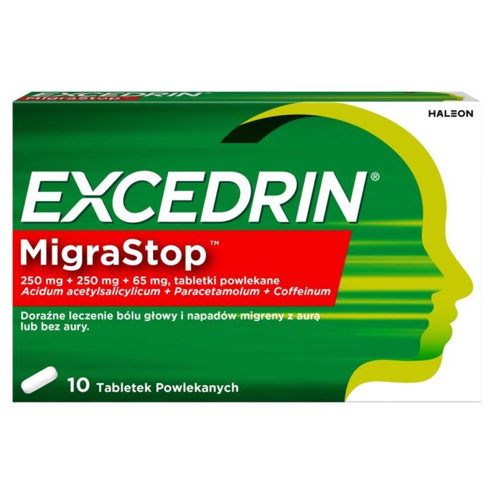 Excedrin MigraStop, 250 mg + 250 mg + 65 mg, tabletki powlekane, 10 szt. main product photo