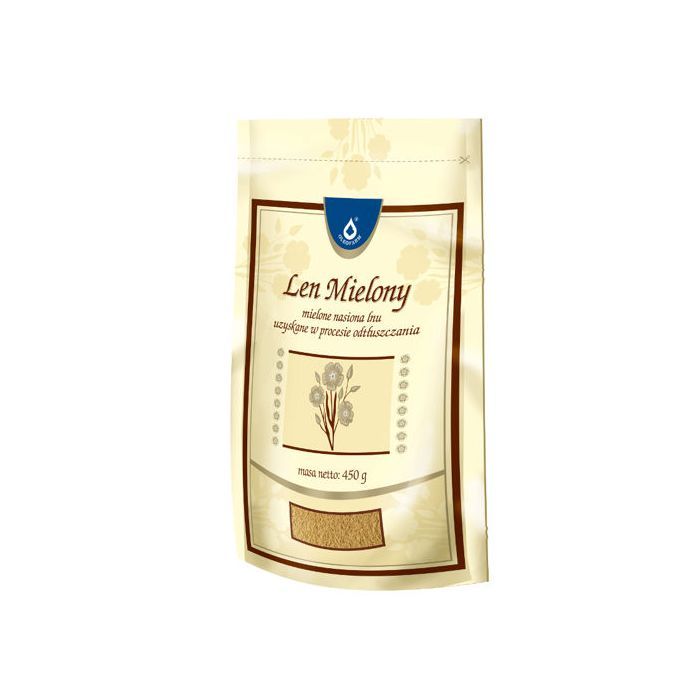 Len mielony, odtluszczony, (Oleofarm), 450 g,doypack main product photo
