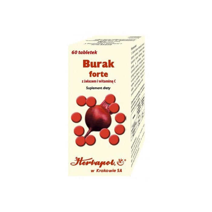Herbapol Kraków Burak Forte z żelazem i witaminą C, tabletki, 60 szt. main product photo
