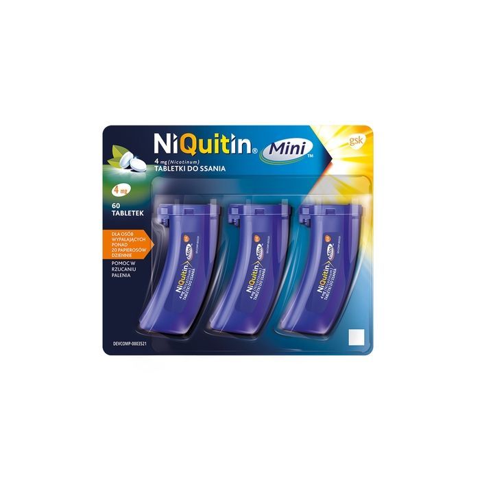 Niquitin Mini, 4 mg, tabl.do ssania, 60 szt (3 poj.x 20 szt) main product photo