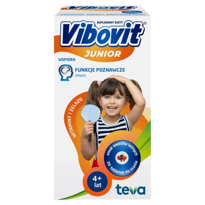 Vibovit Junior, tabletki do ssania o smaku owoców leśnych, od 4 lat, 30 szt. main product photo