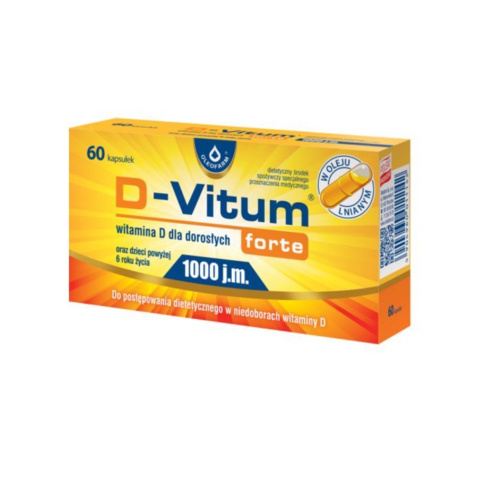 D-Vitum Forte 1000 j.m., kapsułki z witaminą D dla dorosłych, 60 szt. main product photo