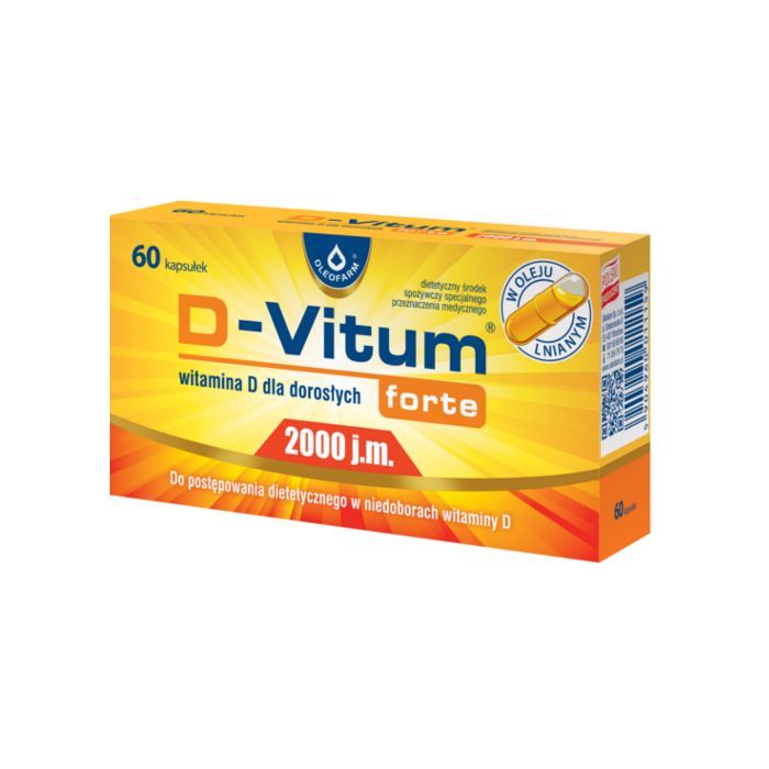D-Vitum Forte 2000 j.m., kapsułki z witaminą D dla dorosłych, 60 szt. main product photo