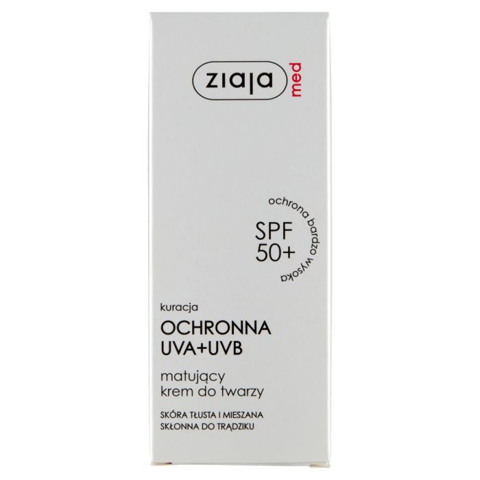Ziaja Med Kuracja Ochronna UVA+UVB, matujący krem do twarzy, cera tłusta i mieszana, SPF 50+, 50 ml main product photo