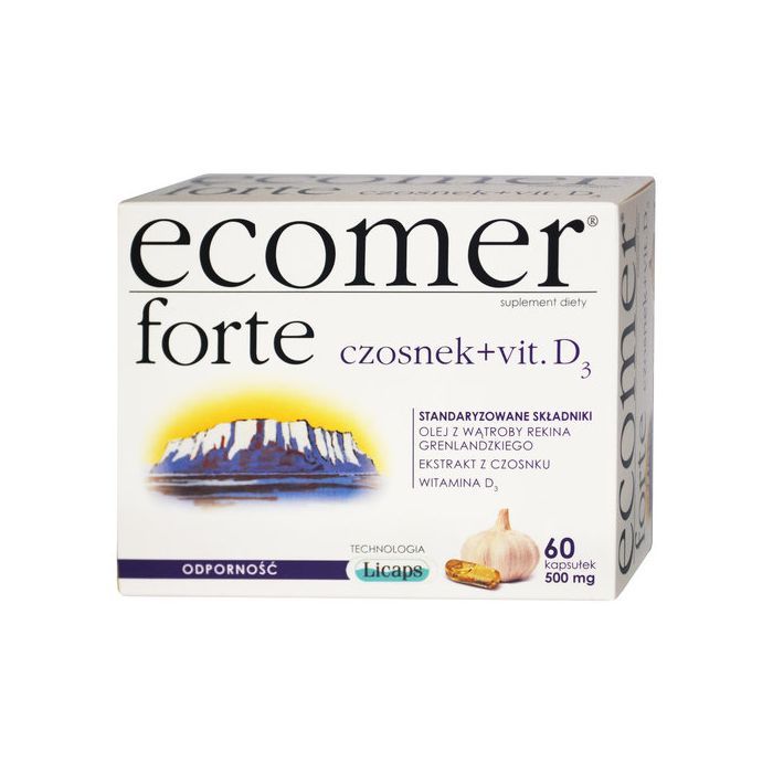 Ecomer forte, kaps.twarde, czosnek+vit.D3, 60 szt main product photo