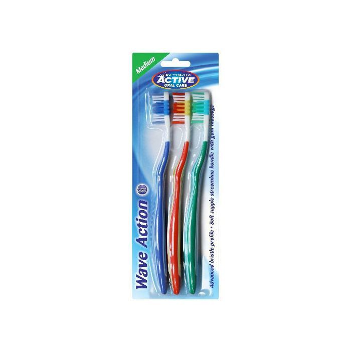 Active Wave Action, szczoteczka do zębów, średnia (medium), 3 szt. main product photo