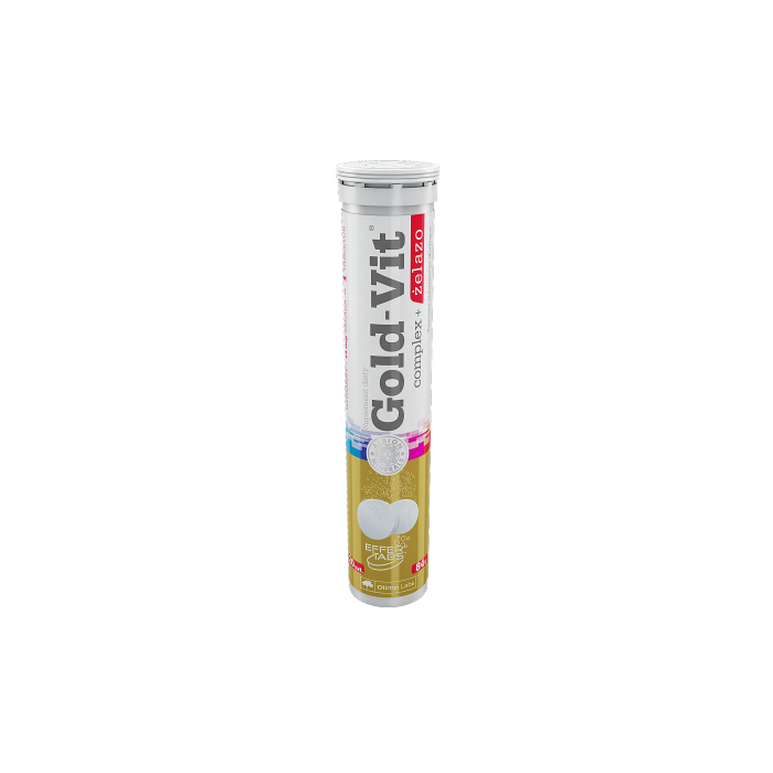 Olimp Gold-Vit Complex + Żelazo, tabletki musujące, smak pomarańczowy, 20 szt. main product photo