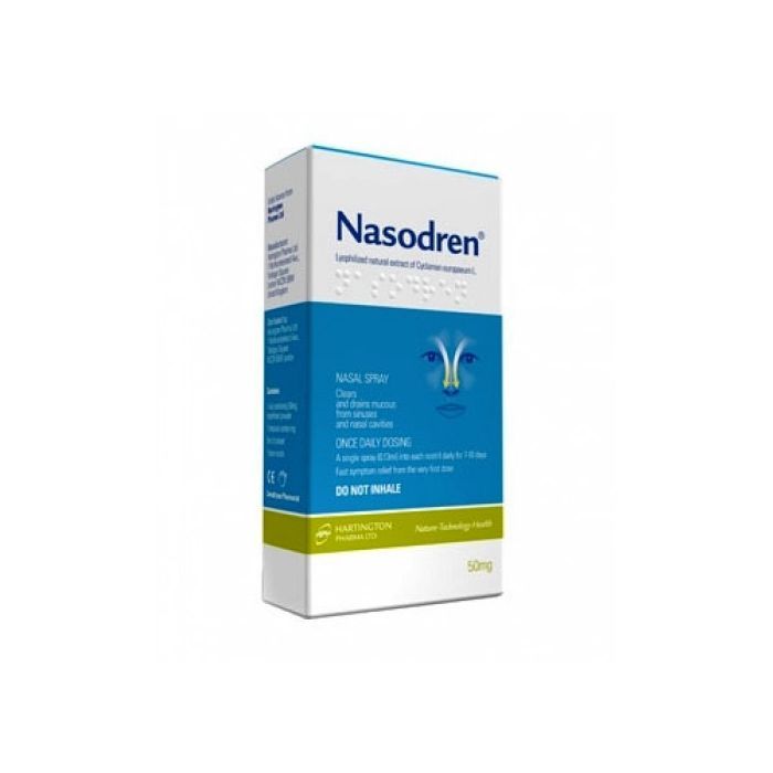 Nasodren, aerozol do nosa, 1 zestaw (50 mg liofilizat + 5 ml rozpuszczalnik + dozownik) main product photo