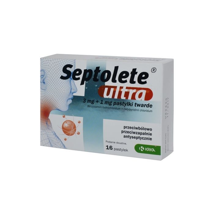 Septolete Ultra o sm.eukaliptus,3 mg+1 mg,pastyl.tw,16szt main product photo
