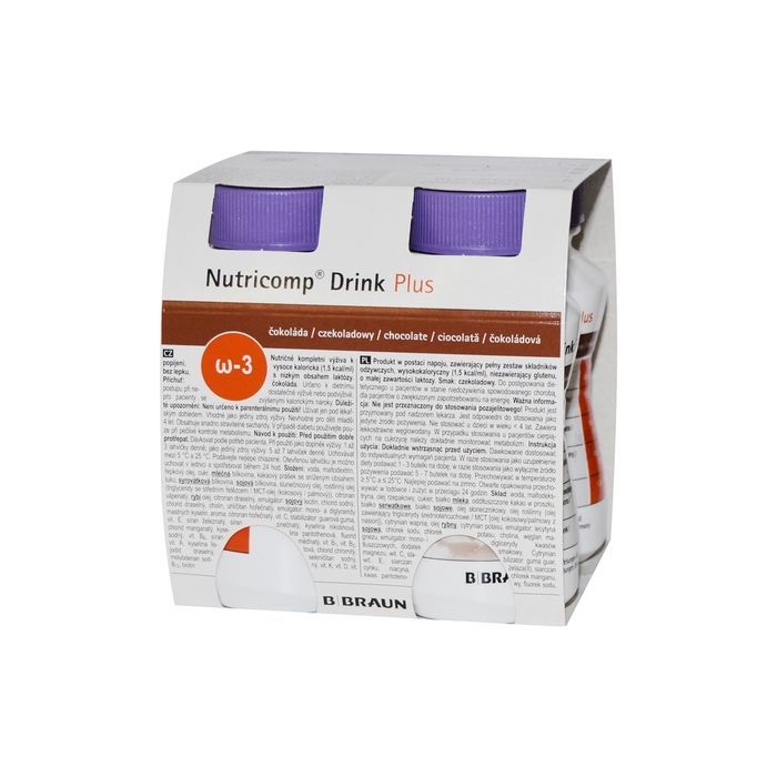 Nutricomp Drink Plus, plyn, sm.czekoladowy, 4 x 200 ml main product photo