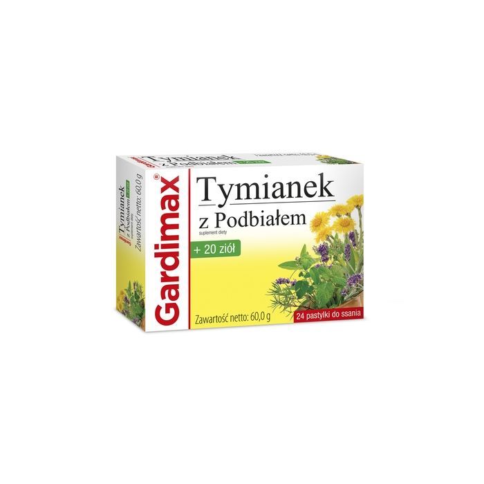 Gardimax Tymianek z Podbiałem + 20 ziół, pastylki do ssania, 24 szt. main product photo