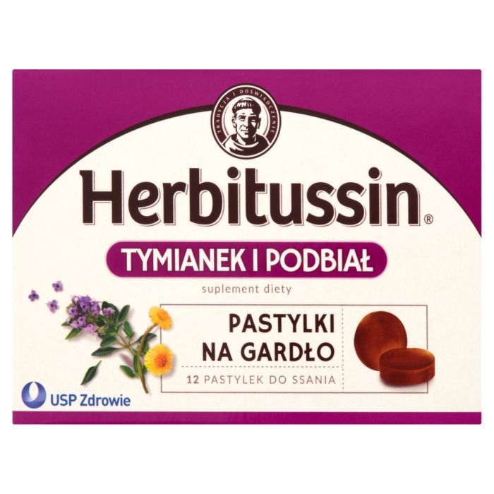 Herbitussin Tymianek i Podbiał, pastylki do ssania, 12 szt. main product photo