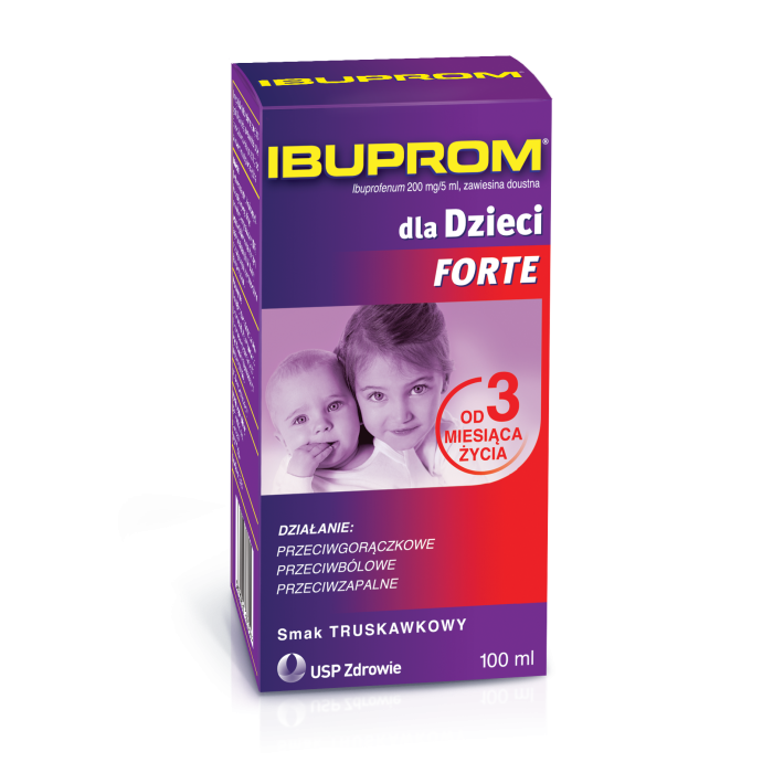 Ibuprom dla Dzieci Forte, 200 mg/5 ml, zaw.doustna, 100 ml main product photo