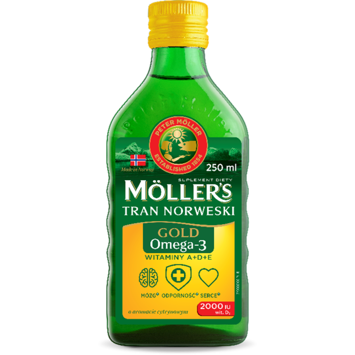 Mollers Gold Tran Norweski, płyn o smaku cytrynowym, 250 ml main product photo