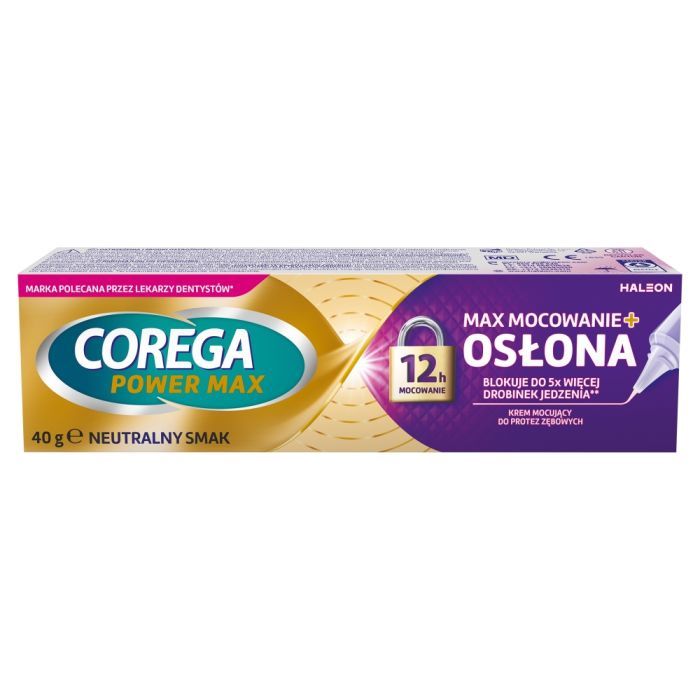Corega Max MOCOWANIE + OSŁONA, krem mocujący do protez zębowych, 40 g main product photo