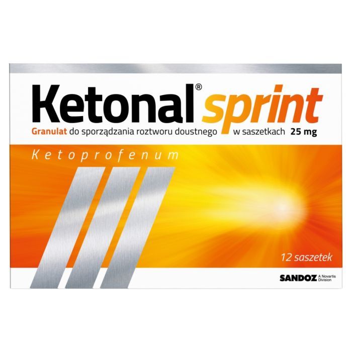 Ketonal Sprint, 25 mg, granulki do sporządzania roztworu doustnego, 12 saszetek main product photo