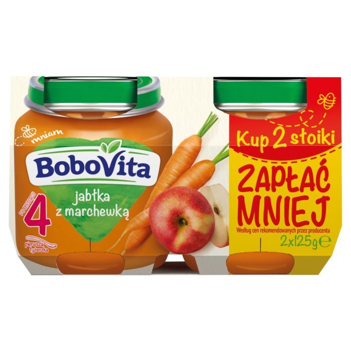 BoboVita, jablka z marchewka, po 4 m-cu, 125 g x 2 op main product photo