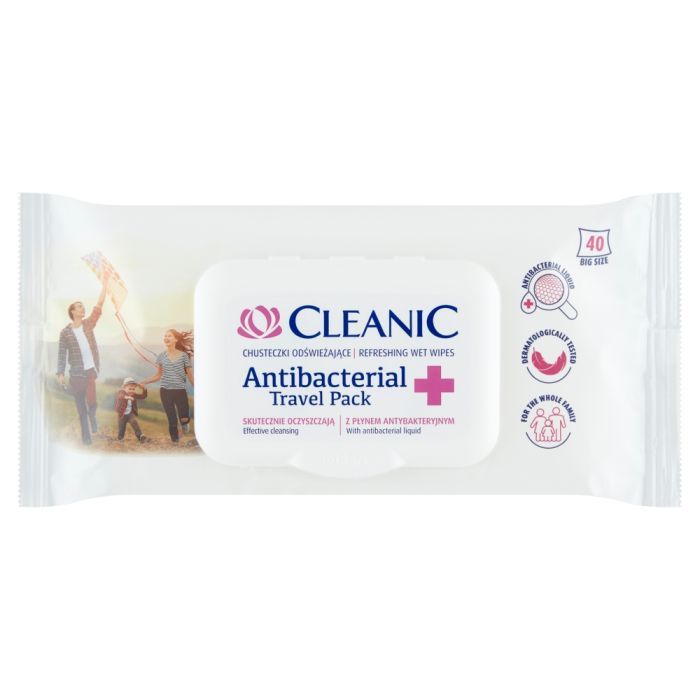 Cleanic Antibacterial Travel Pack, chusteczki odświeżające, 40 szt. main product photo