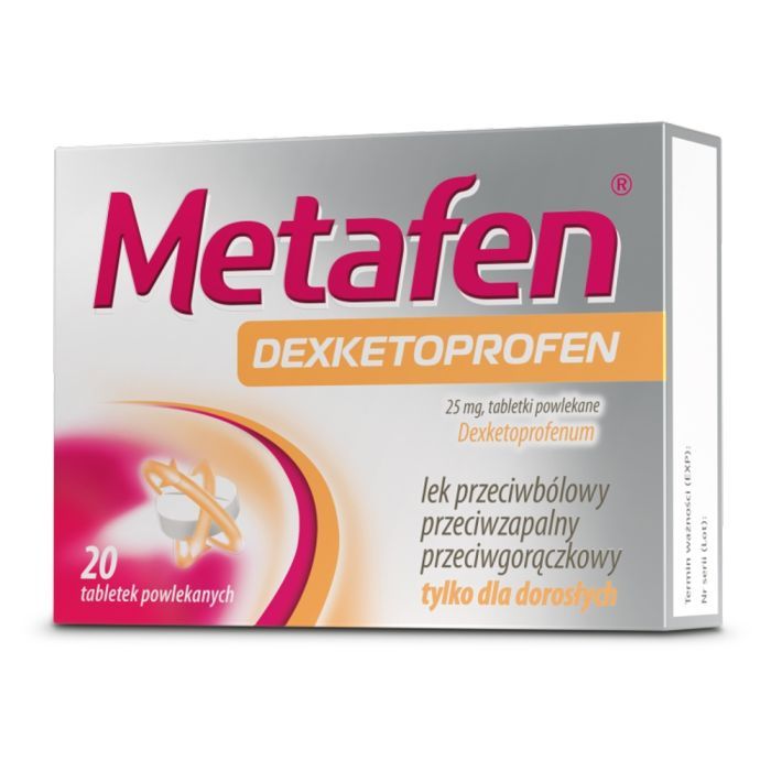 Metafen Dexketoprofen, 25 mg, tabletki powlekane, 20 szt. main product photo