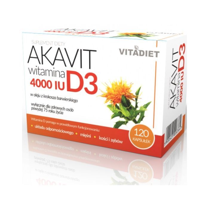 Akavit witamina D3 4000IU, powyzej 75 r.z., kaps., 120 szt main product photo