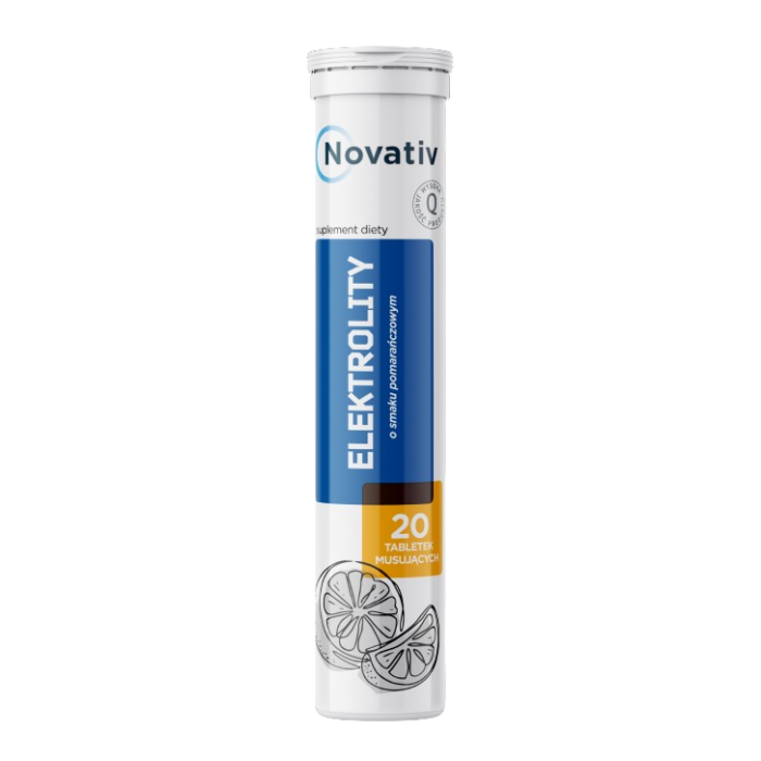 Novativ Elektrolity, tabletki musujące o smaku pomarańczowym, 20 sztuk main product photo