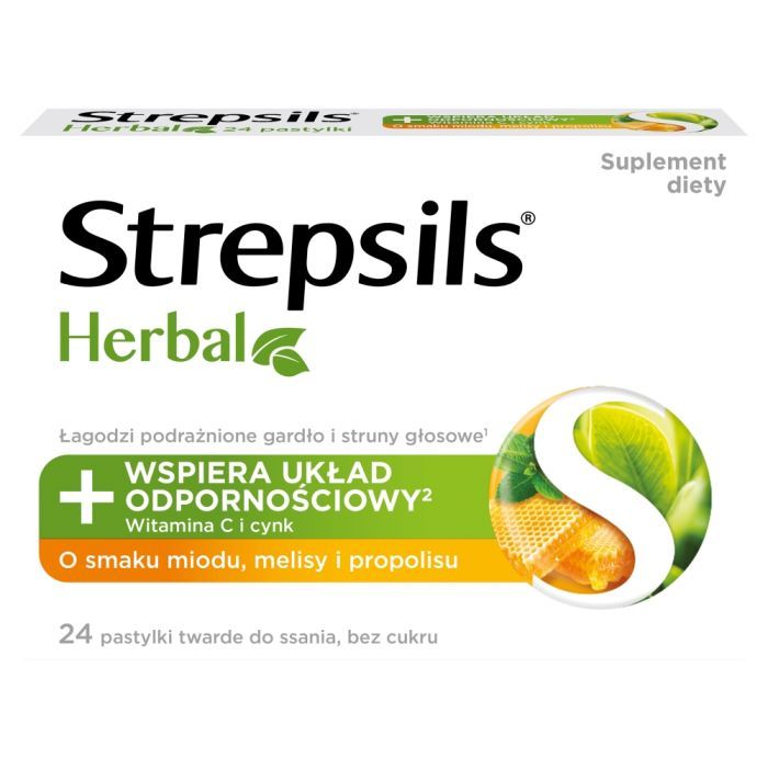 Strepsils Herbal, pastylki do ssania, smak miodu, melisy, propolisu, 24 szt. main product photo