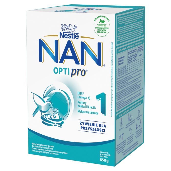 Mleko Nan Optipro 1, mleko początkowe dla niemowląt od urodzenia, proszek, 650 g, (2 x 325 g) main product photo