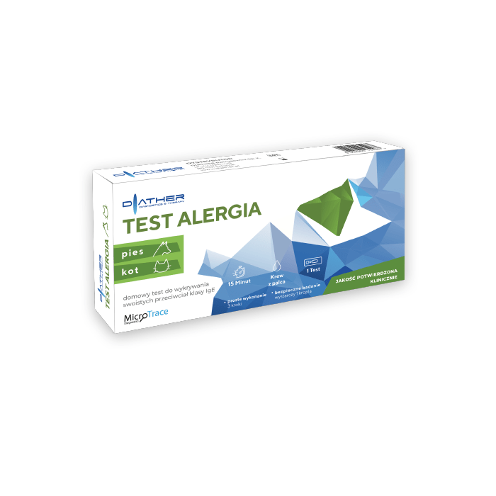 Test Alergia pies kot, test do wykrywania przeciwciał IgE, 1 zestaw main product photo
