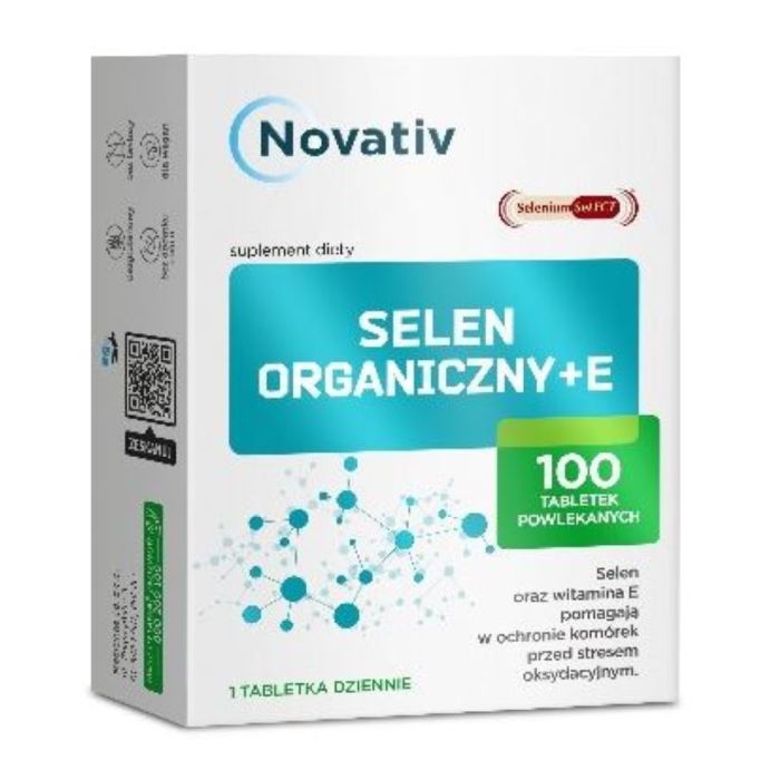 Novativ Selen Organiczny + E, tabl.powl.,100 szt main product photo