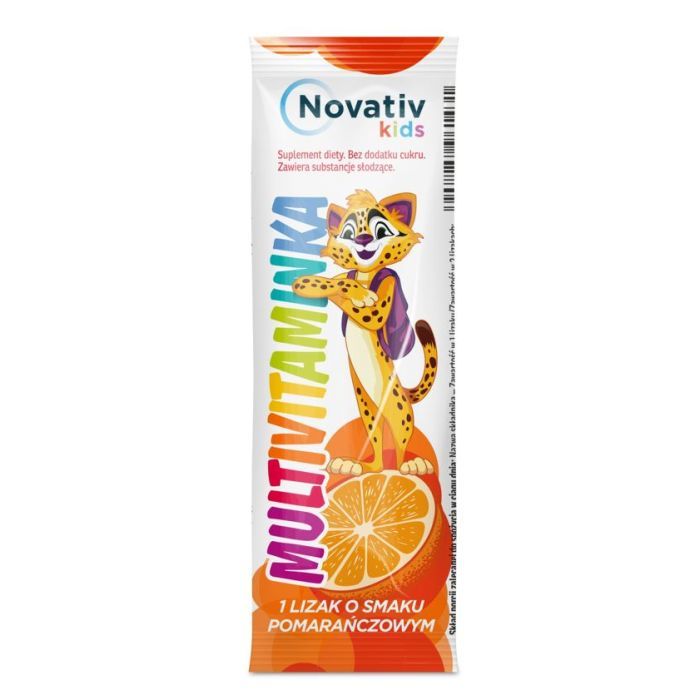 Novativ Kids Lizaki Multivitaminka, lizaki o smaku pomarańczowym, 30 sztuk main product photo