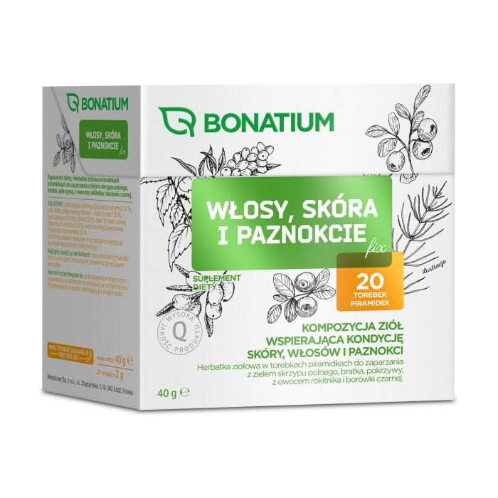 Bonatium Włosy, skóra i paznokcie fix, herbata ziołowa, 20szt main product photo