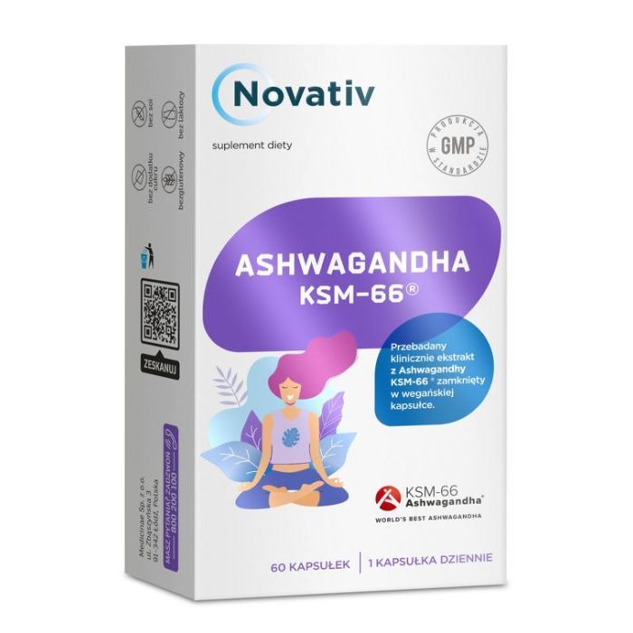 Novativ Ashwagandha KSM-66, kapsułki, 60 sztuk main product photo