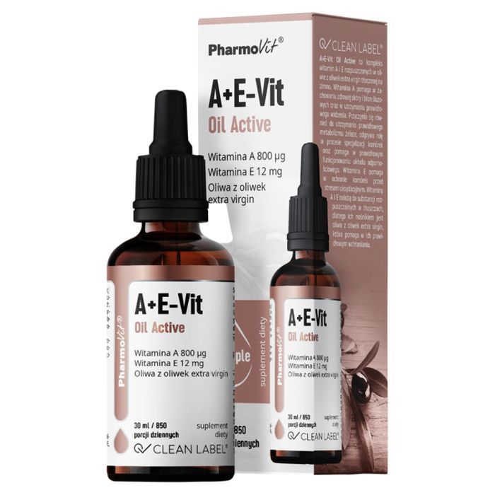 A+E-Vit Oil Active Clean label Pharmovit, krople, 30 ml main product photo