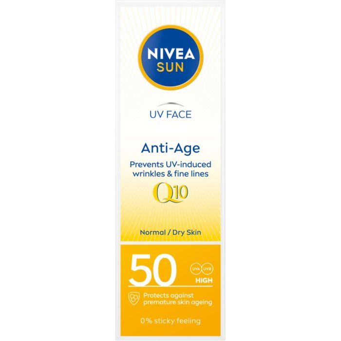 Nivea Sun UV Face Anti-Age Q10, krem,p/zmar.,SPF50, 50ml main product photo