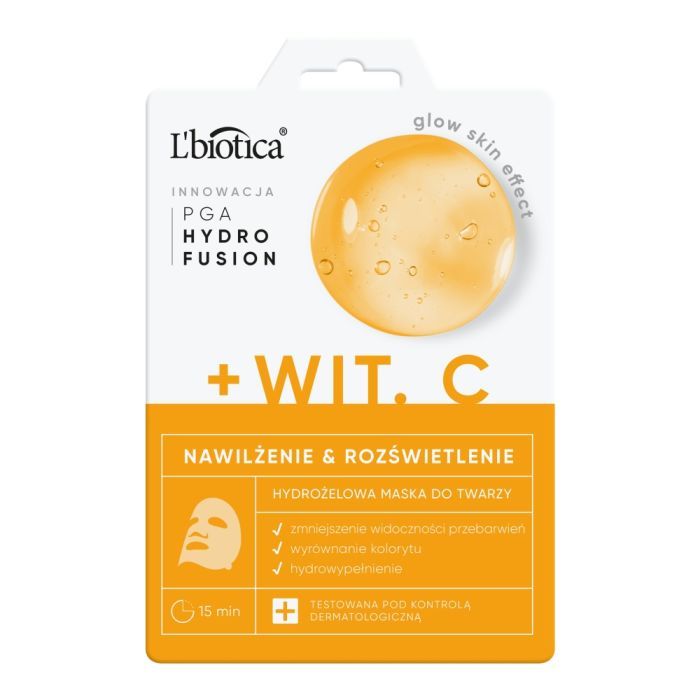 L'Biotica PGA Hydro Fusion+Witamina C, hydrożelowa maska do twarzy, 1 szt. main product photo