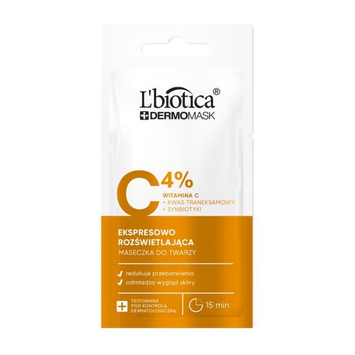 L'biotica Dermomask, ekspresowo rozświetlająca maska z witaminą C, 8ml main product photo